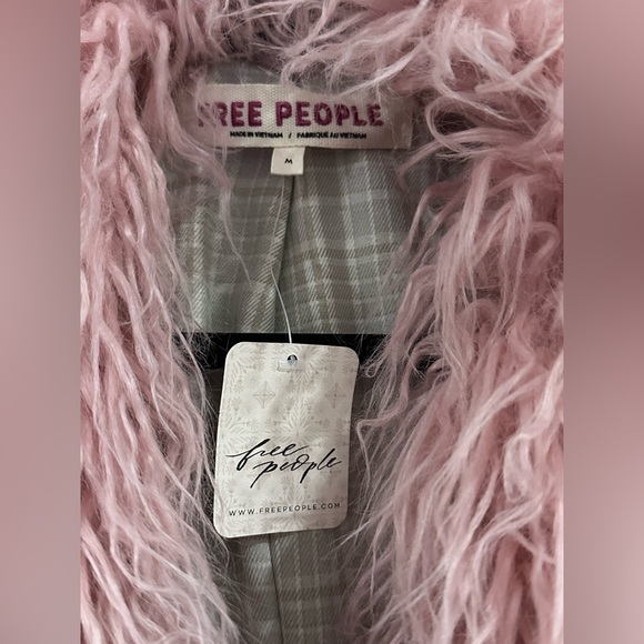 Free People Pink and Brown Faux Fur Coat - NWT - Picture 5 of 5